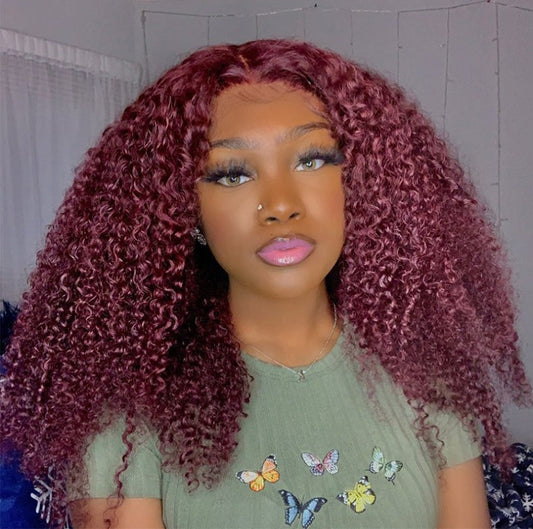Brazilian 99J Burgundy Kinky Curly Wig (Frontal)