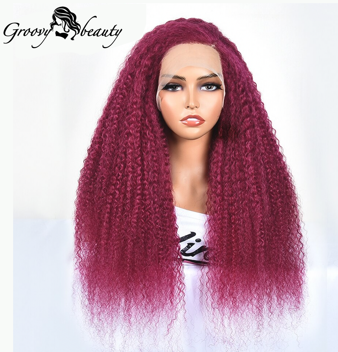 Brazilian 99J Burgundy Kinky Curly Wig (Frontal)