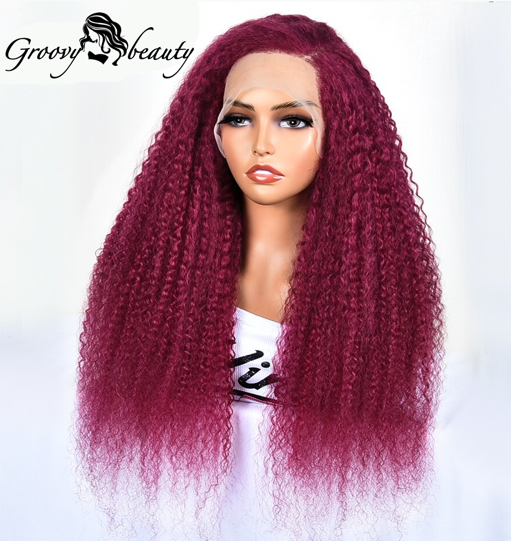 Brazilian 99J Burgundy Kinky Curly Wig (Frontal)