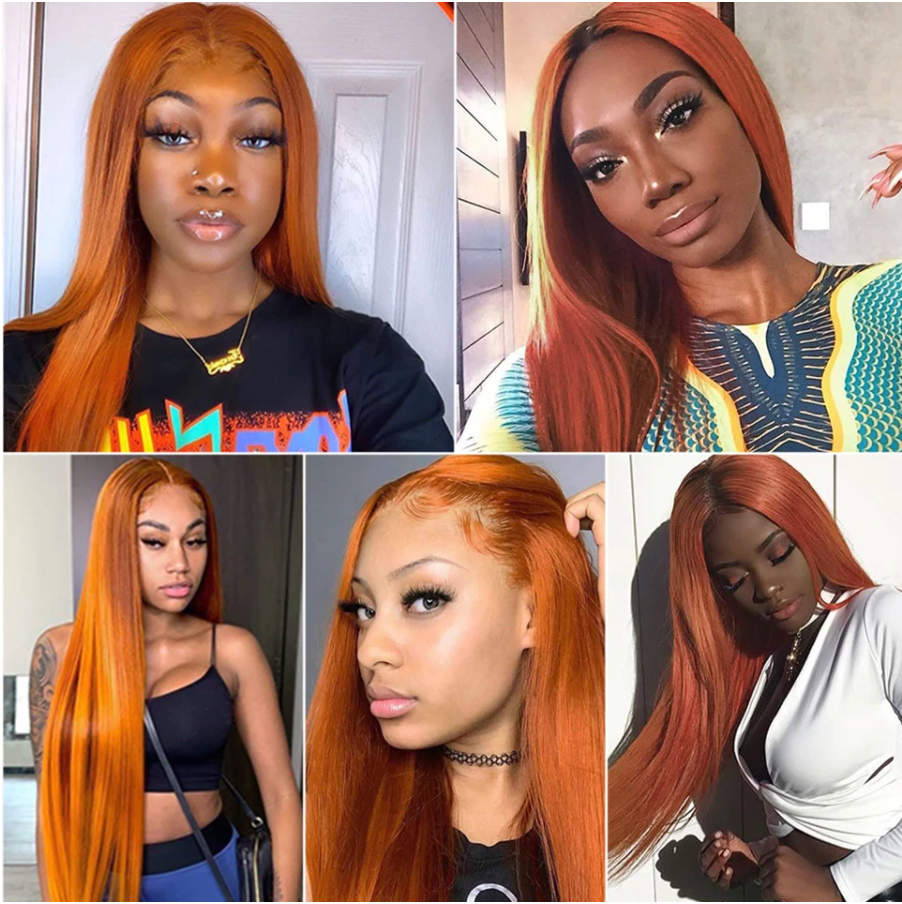 Brazilian Ginger Orange Straight Wig (Frontal)
