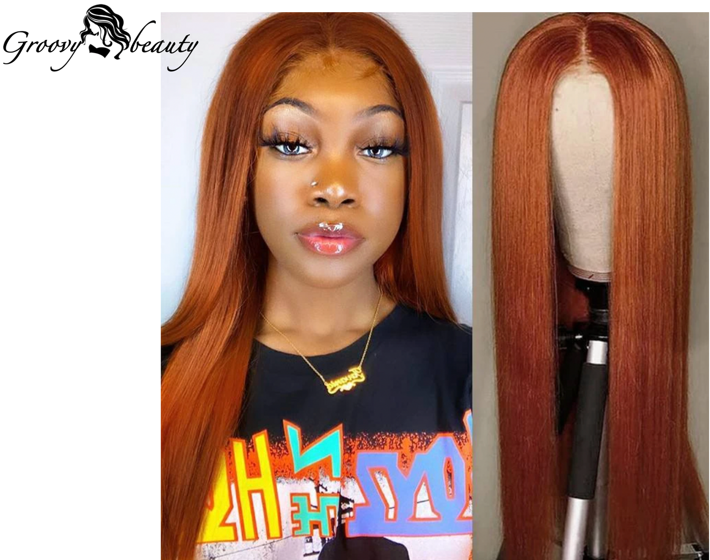 Brazilian Ginger Orange Straight Wig (Frontal)