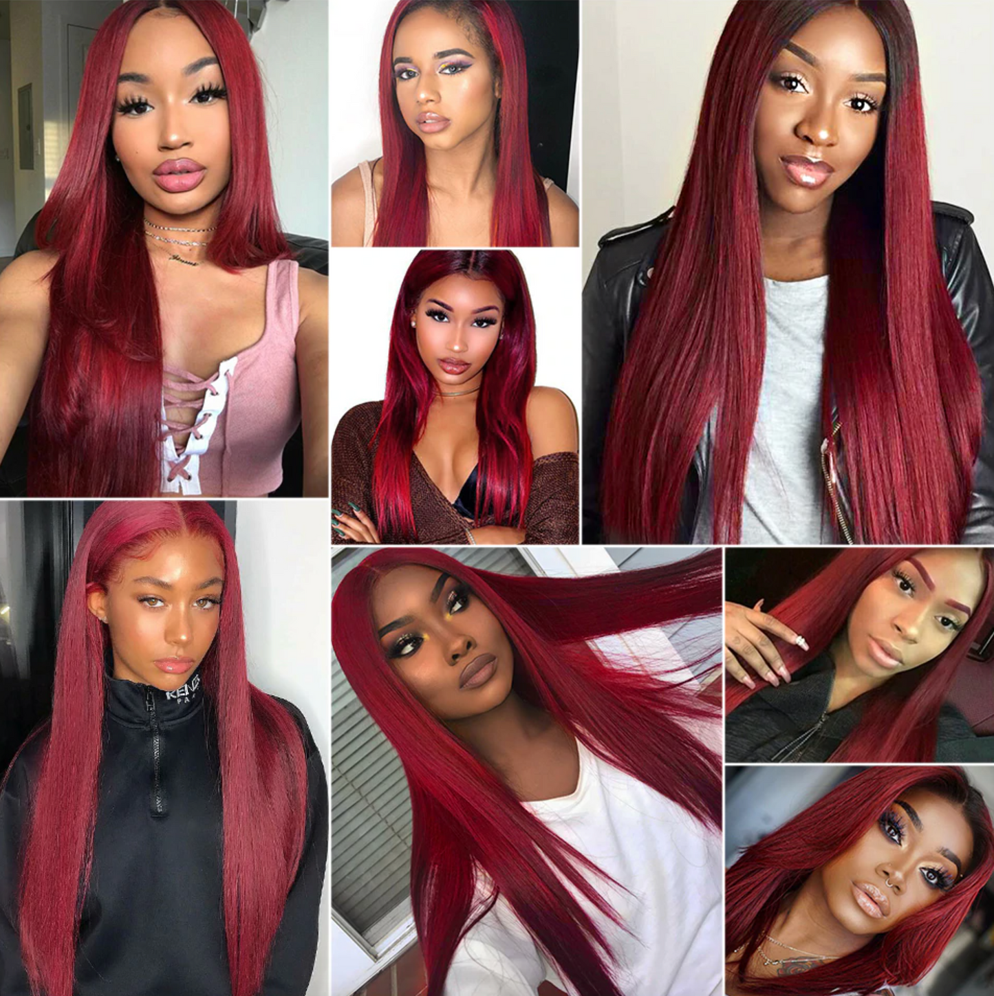Brazilian 99J Burgundy Straight Wig (Frontal)