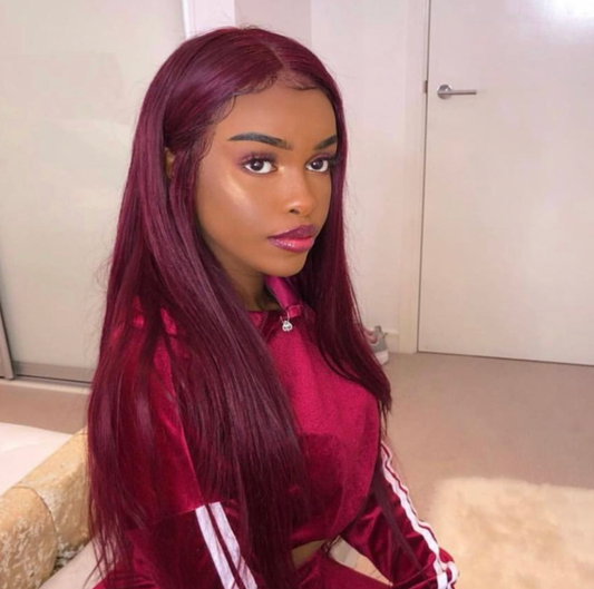 Brazilian 99J Burgundy Straight Wig (Frontal)