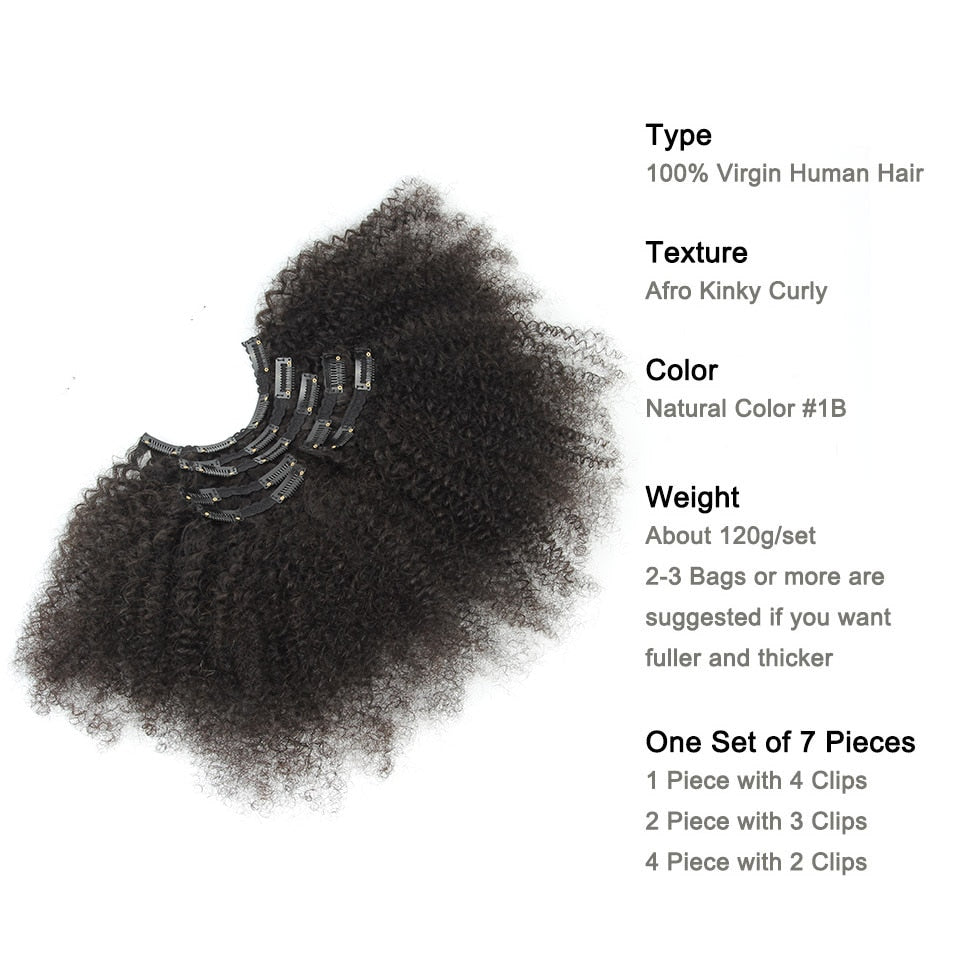 Brazilian Afro Kinky Hair Clip-ins