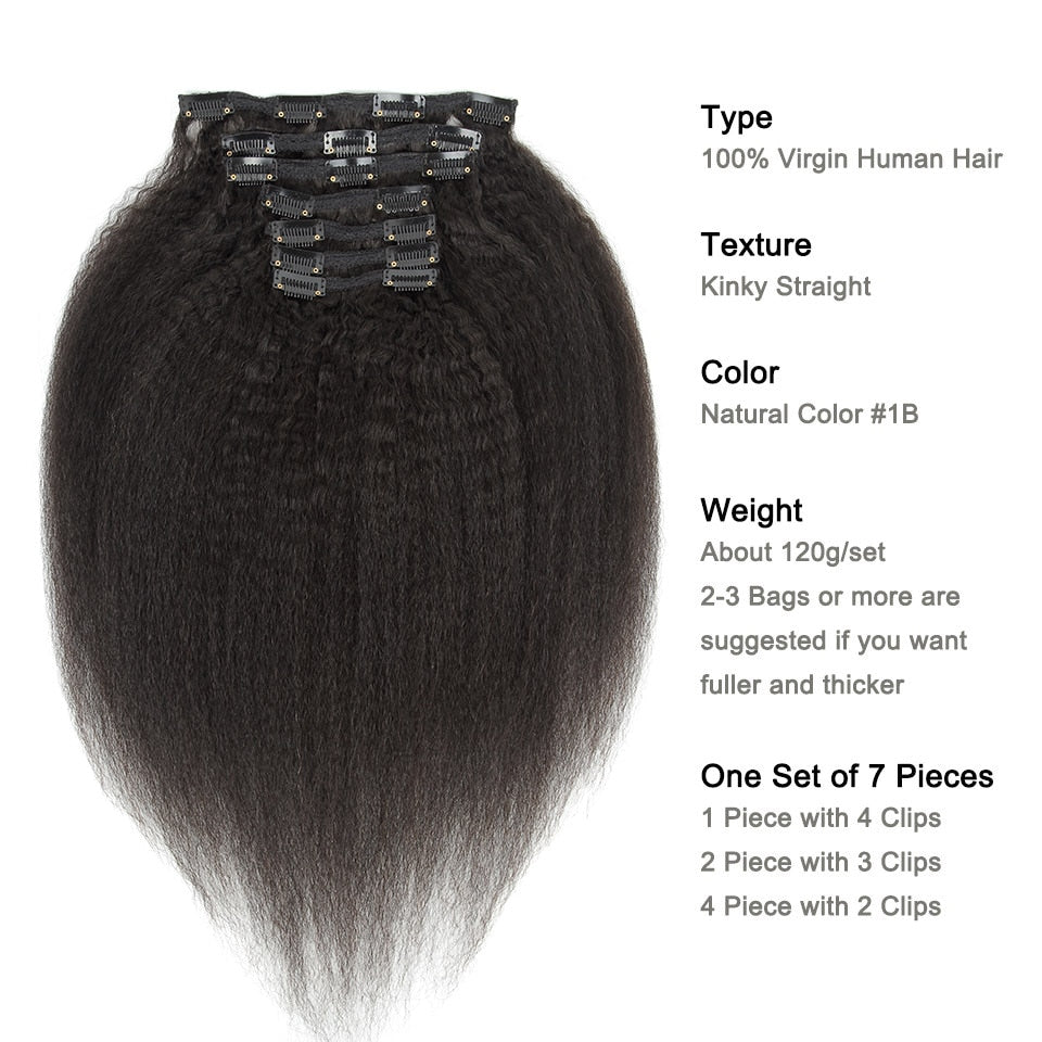 Brazilian Kinky Straight Hair Clip-ins