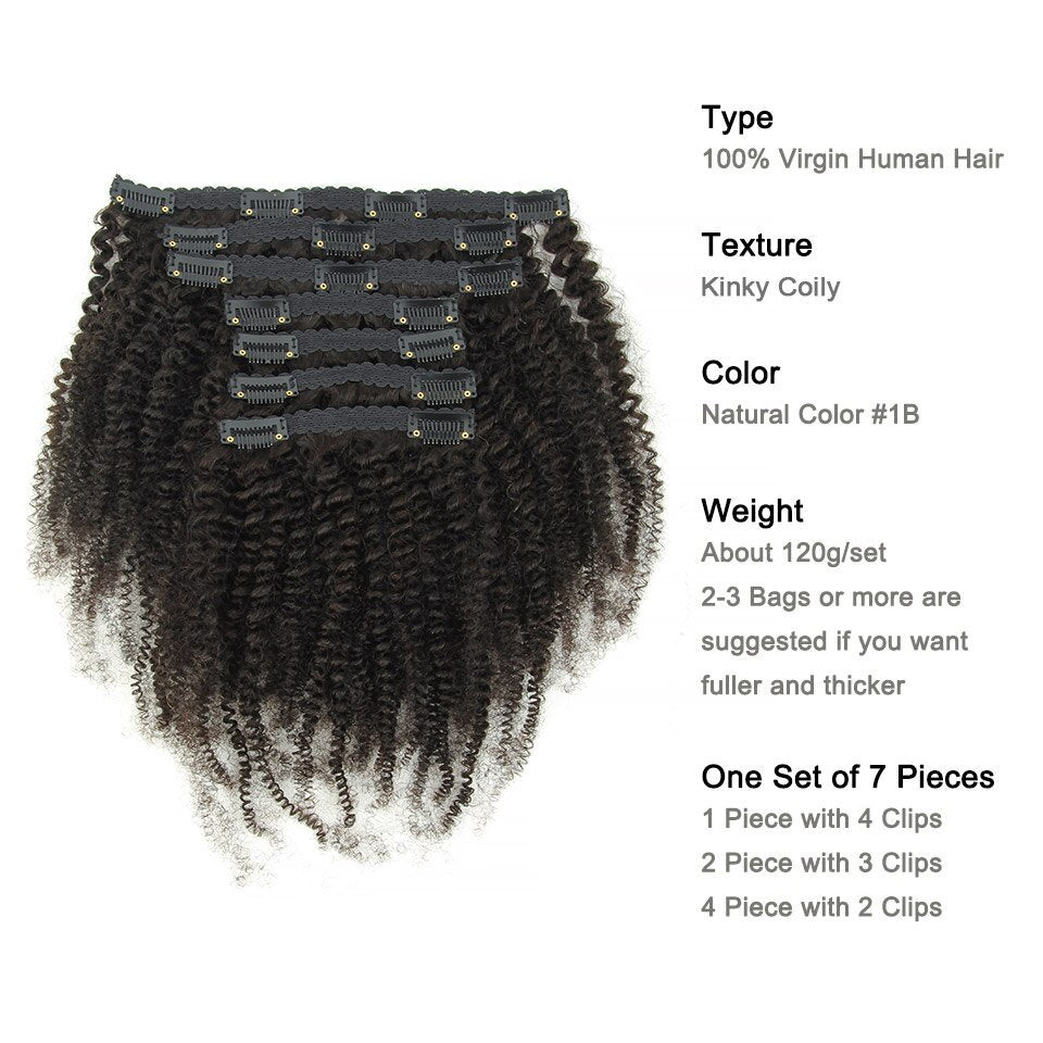 Brazilian Kinky Coily Hair Clip-ins